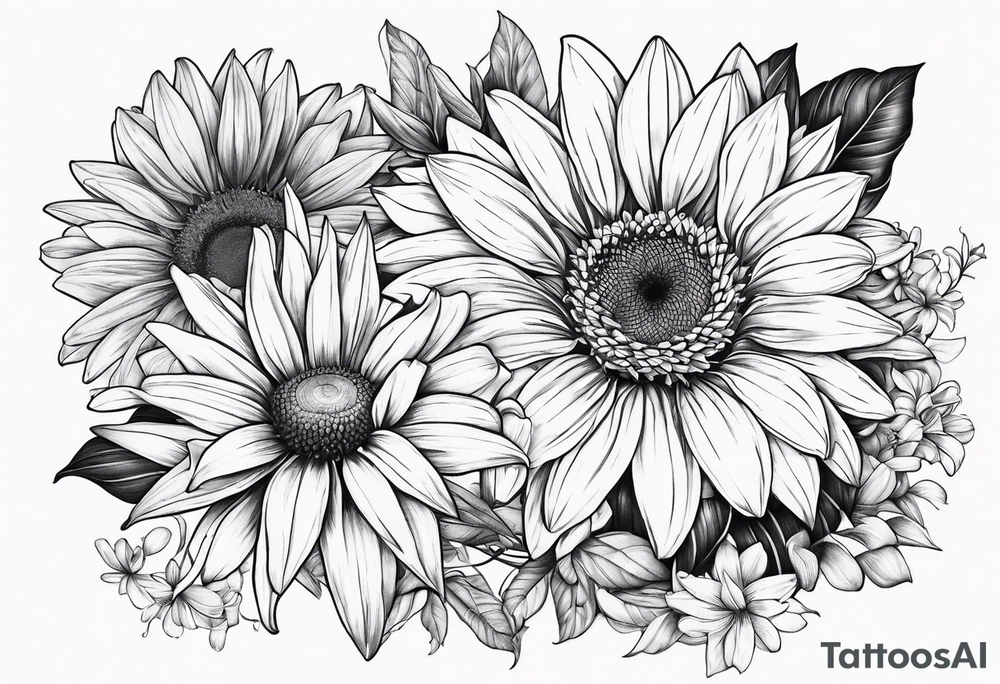 gerber daisy sunflower lily tattoo idea