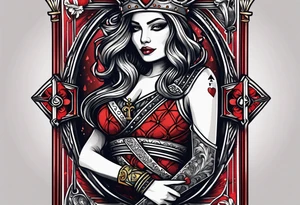 King, queen of spades cards with swords tattoo idea