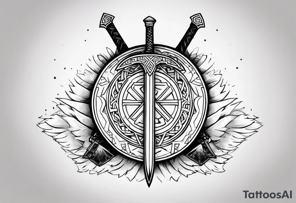 Valhalla shield valknut sword axe tattoo idea