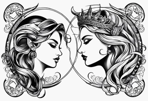 Zodiac sign Pisces and Sagittarius over 2 Leo and 2 Capricorn tattoo idea