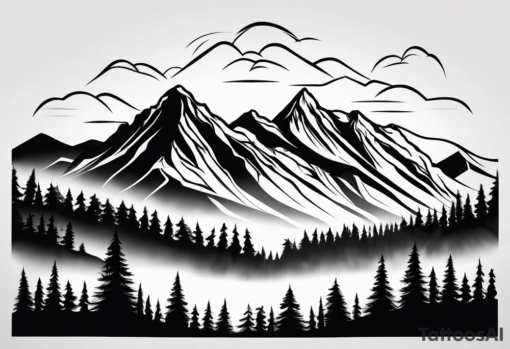 Mountain range silhouette chic tattoo idea