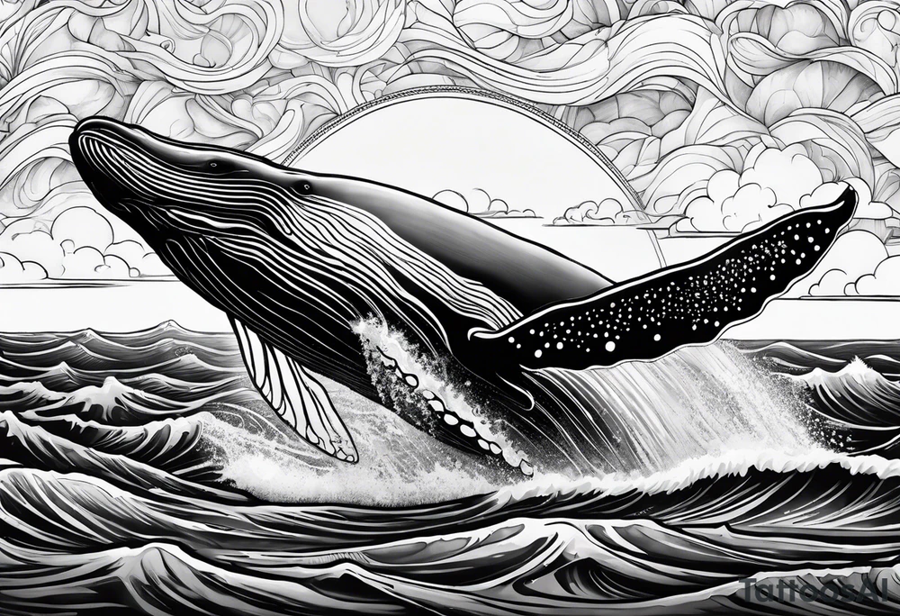 Humpback whale tail sticking out of ocean tattoo idea Humpback whale tail sticking out of ocean tattoo idea