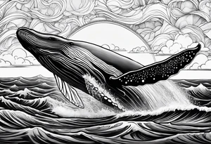 Humpback whale tail sticking out of ocean tattoo idea