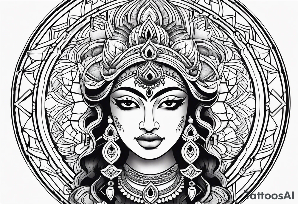 kali, durga, geometric mandala tattoo idea