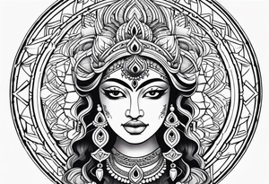 kali, durga, geometric mandala tattoo idea