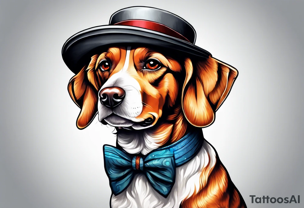 A dog wearing a hat tattoo idea