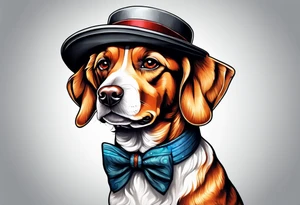 A dog wearing a hat tattoo idea