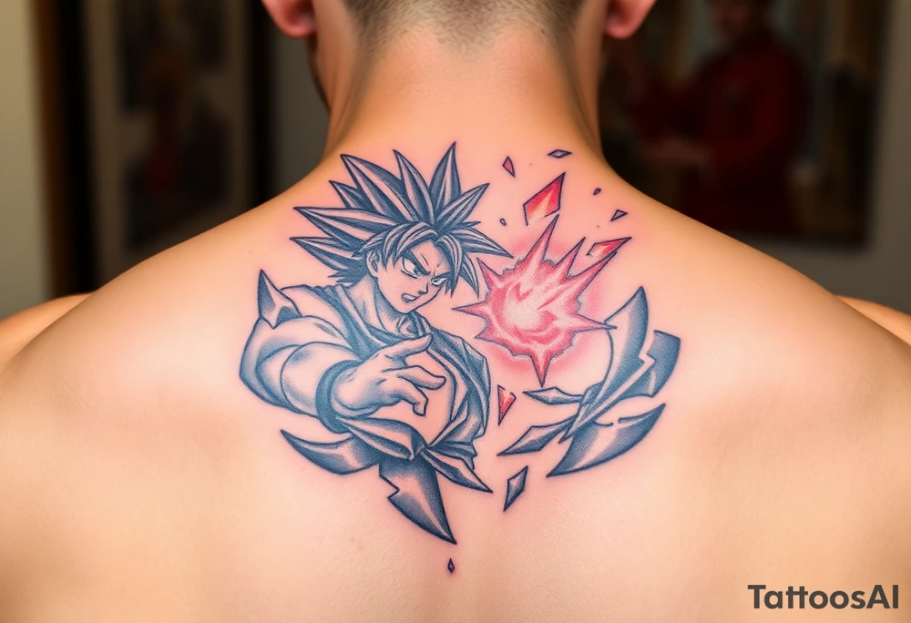 legendary dragonball z scene with energy aura and power effects tattoo idea