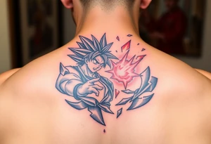 legendary dragonball z scene with energy aura and power effects tattoo idea