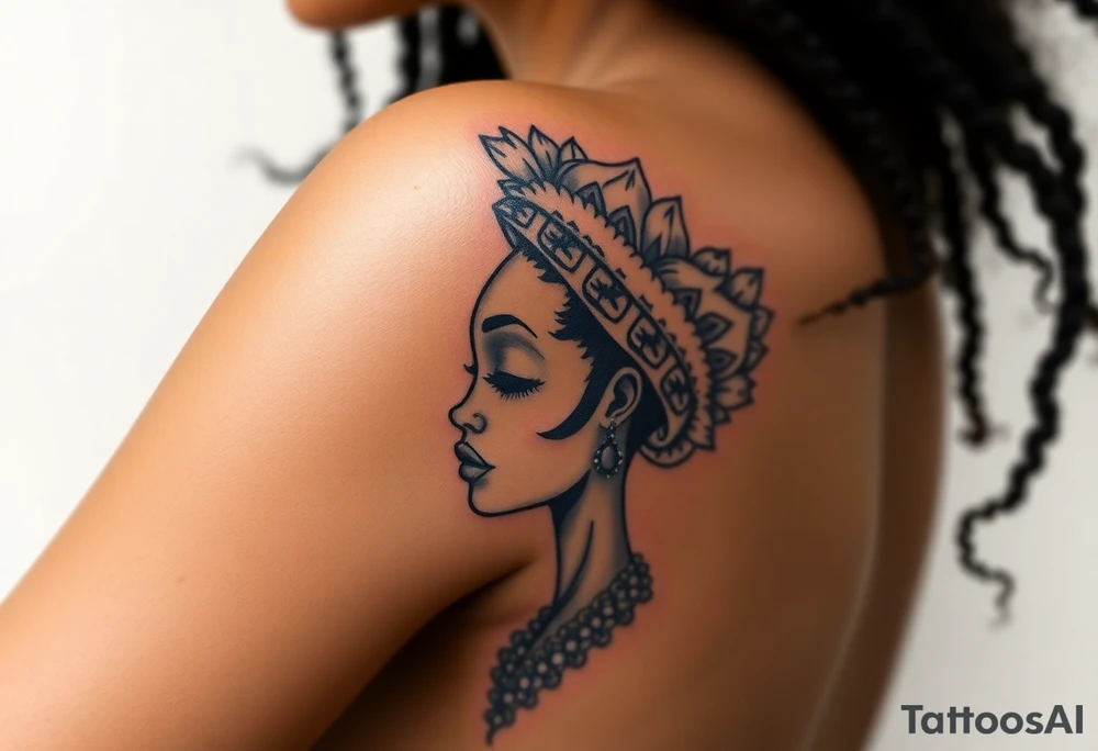 African goddess with afro tattoo idea