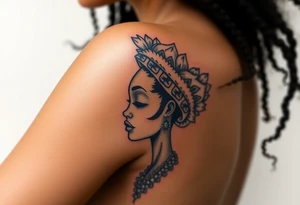 African goddess with afro tattoo idea