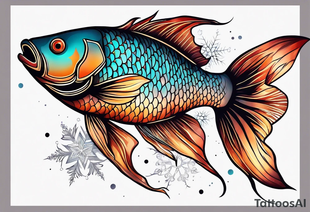 Constellation, animal fish carp kaoi, snowflake tattoo idea