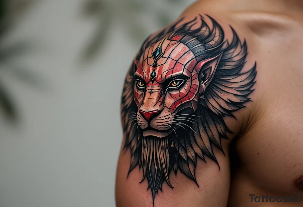 egyptian animals (red and black) tattoo idea