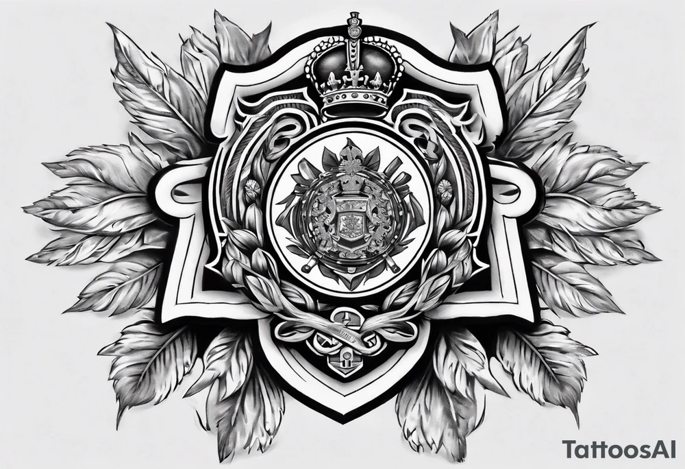 Mandala chest tattoo with family crest Grenadier Guards . Comrades Assn tattoo idea