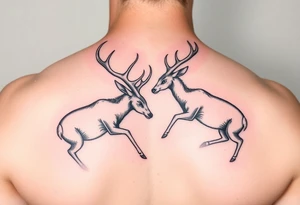 Two deer fighting not kissing  with in a low down stance tattoo idea