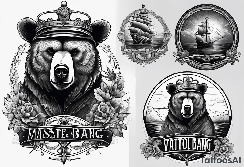 Bear and ship helm tattoo idea