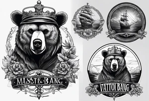 Bear and ship helm tattoo idea