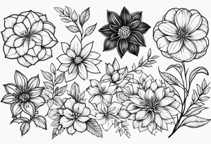 May, December and November Flowers tattoo idea