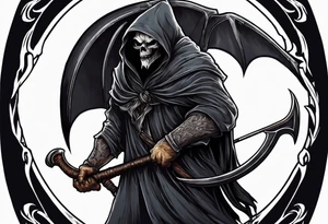 A werewolf that is the grim reaper holding a scythe tattoo idea