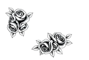 Small Roses with NO LEAVES fully filling up the inside of an lateral elongated diamond shape tattoo idea