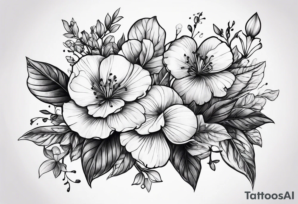 violet with greenery tattoo idea