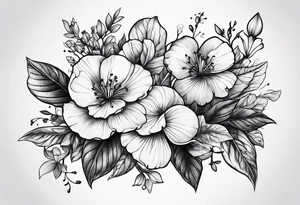 violet with greenery tattoo idea