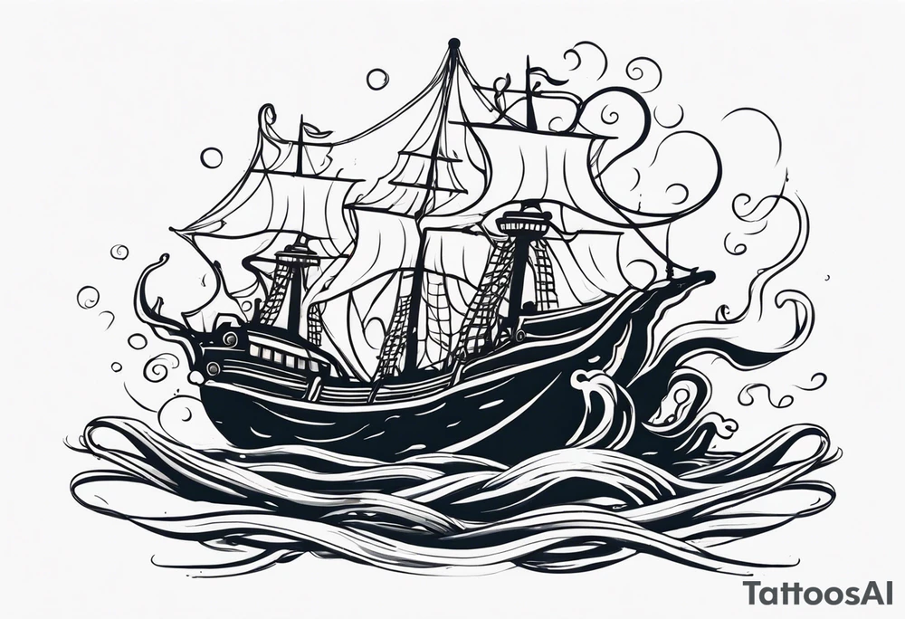 The tentacles of a kraken coming out of the water tattoo idea
