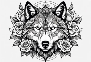 Combining the image of a wolf with roses or other floral elements, blending themes of nature and beauty with the wildness of the wolf. tattoo idea
