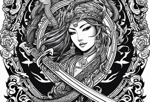 Almighty God's sword cutting off the serpent head off tattoo idea