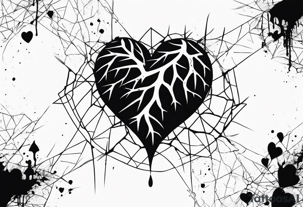 A heart bleeding ink through cracks tattoo idea