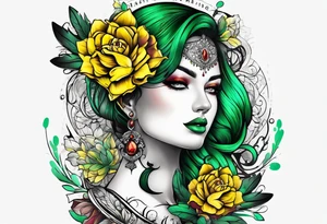 24 with colors green, yellow, maroon and black tattoo idea
