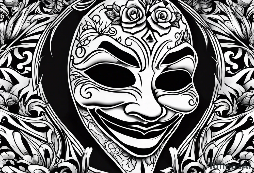 Smile now cry later gangster art masks tattoo idea