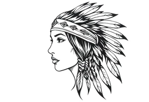 Female Native American wearing headband tattoo idea