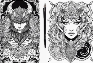I want a full sleeve berserk cyber sigilism tattoo idea