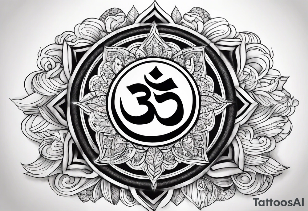 aum with sunrays and clouds tattoo idea