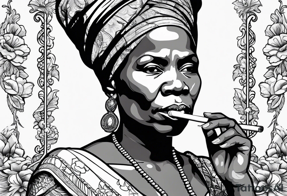 harriet tubman smoking cigarette tattoo idea