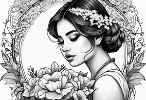 cute girl with baby's breath flower tattoo idea