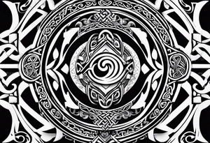 maori mixed with celtic band for around an arm, incorporating the word love tattoo idea