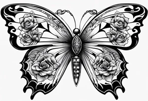 Butterfly with sword in the middle tattoo idea