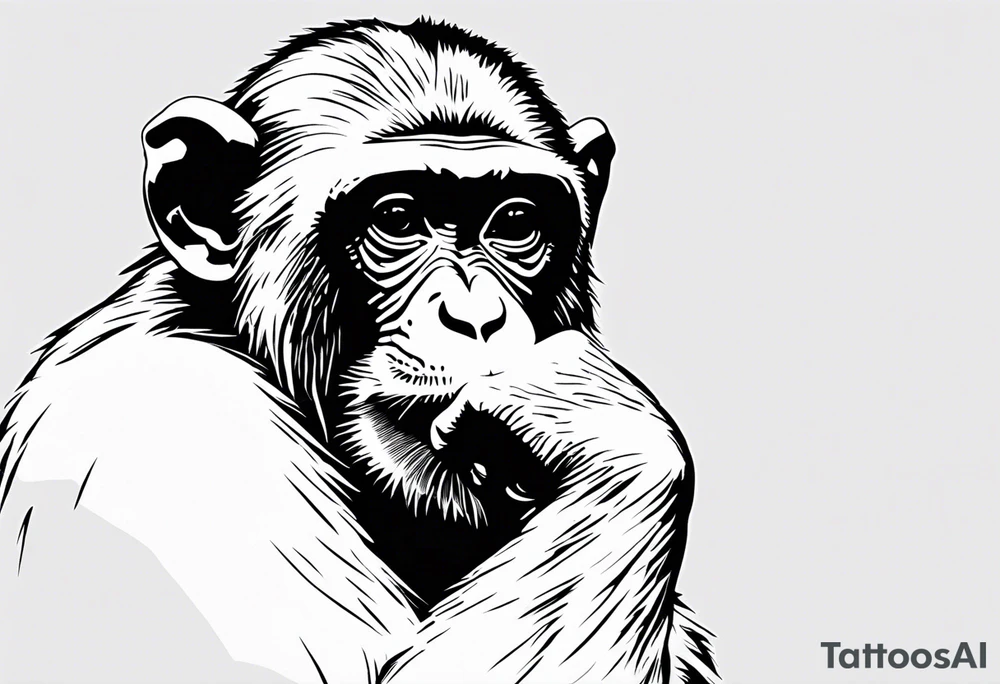 MONKEY WITH HANDS ON EYES tattoo idea
