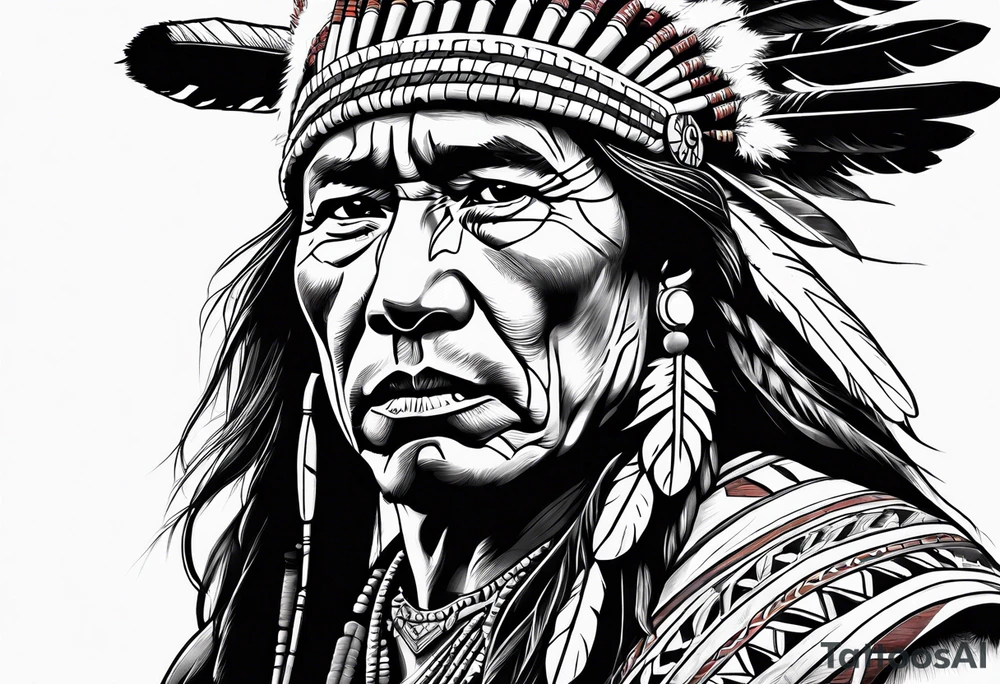 Native American With Gun tattoo idea
