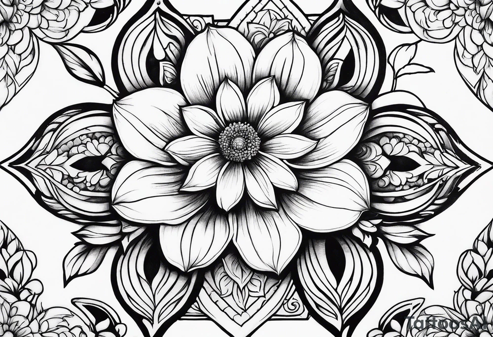 ornaments of flowers tattoo idea