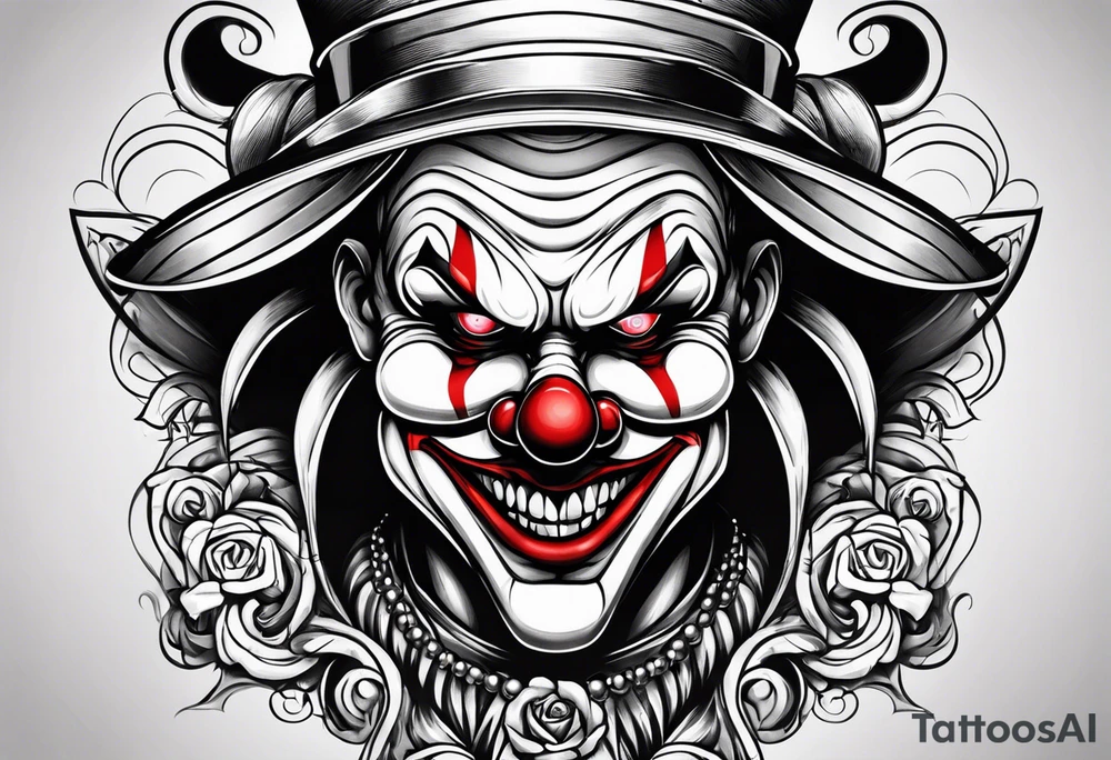 Evil clown gangster tattoo idea