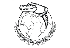 can you create a globe with laurel wreaths on the bottom and a gator above the glove tattoo idea