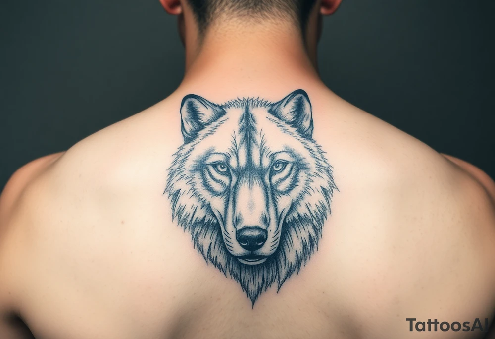 A solitary yet sublime and noble wolf and its progeny. the face tattoo idea