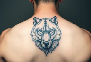 A solitary yet sublime and noble wolf and its progeny. the face tattoo idea