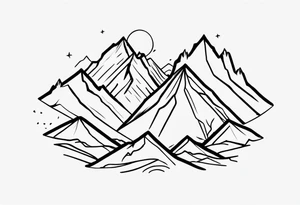 mountain range with four peaks line art. tattoo idea
