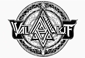 Valhalla  round shield axe
Valknut barbed wire chains tattoo idea