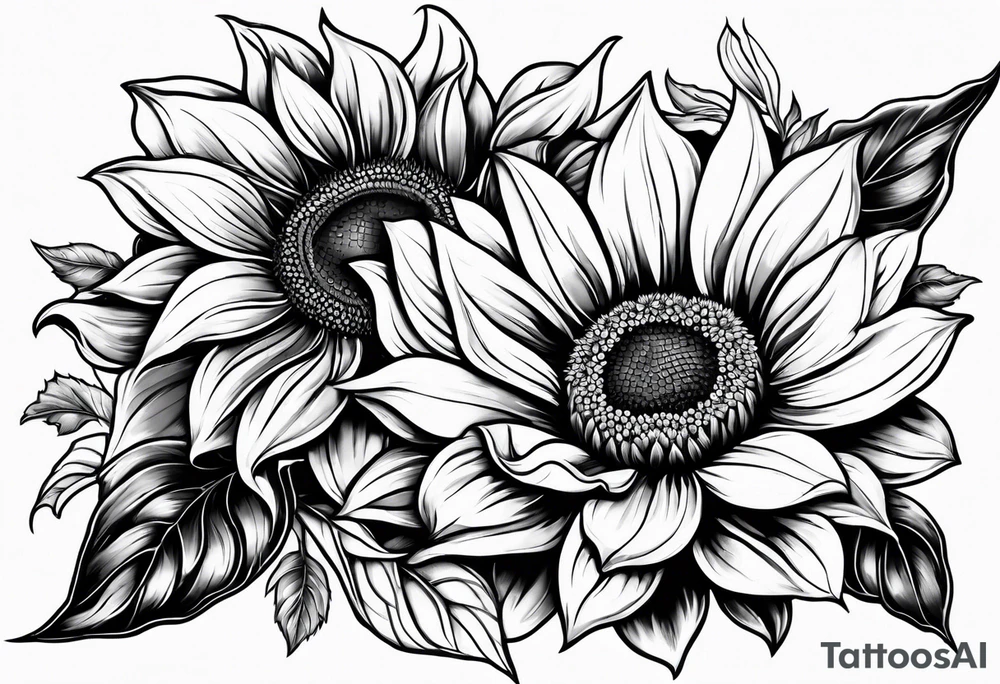 Flower fire an a sunflower tattoo idea