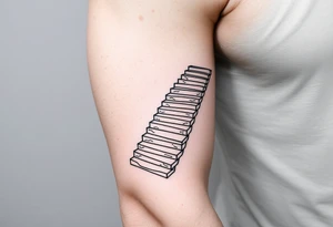 Simple.
An infinite stairs around the right arm like an armband.
Path exploring the universe. tattoo idea